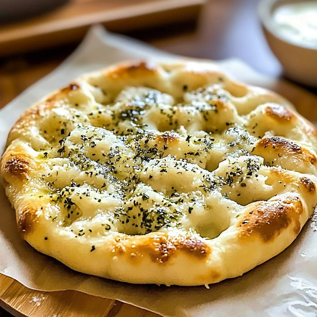 Homemade Garlic Parmesan Focaccia bread topped with herbs and parmesan cheese.