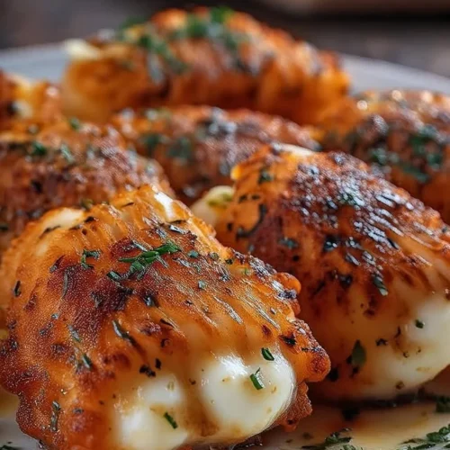 Crispy Air Fryer Buffalo Chicken Mozzarella Sticks on a plate