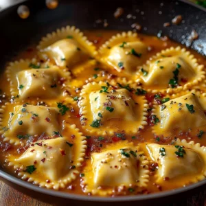 Delicious Cajun Sausage Ravioli Pasta served with a flavorful sauce