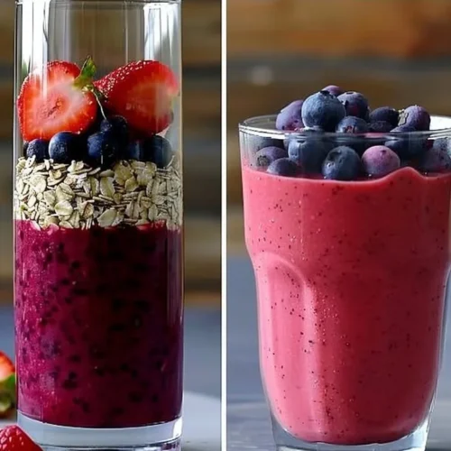 Explosive Red Energy Shake with fresh ingredients for a vibrant energy boost