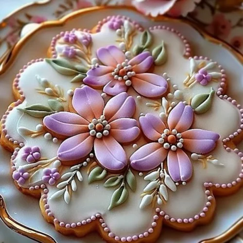 Delicious Floral Butter Cookies decorated with Royal Icing.