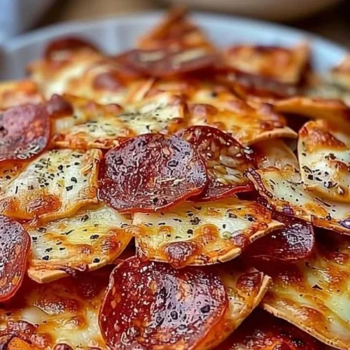 Flavorful 2-ingredient pizza chips ready to enjoy as a quick snack.