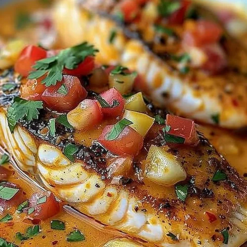 Delicious Red Snapper with Creamy Creole Sauce served on a plate