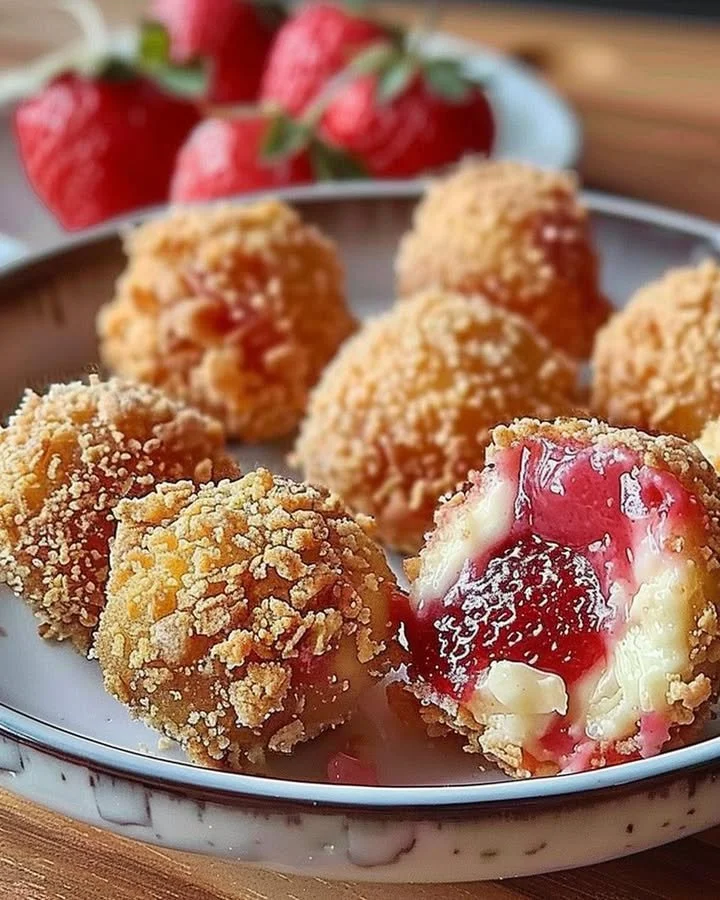 Strawberry Cheesecake Crunch Bites on a plate
